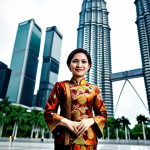 **

A professional Malaysian woman in a modest batik Kebaya, standing in front of the Petronas Twin Towers in Kuala Lumpur. Fully clothed, appropriate attire, safe for work. Perfect anatomy, correct proportions, natural pose. Professional photography, high quality, family-friendly. The lighting is soft and natural, highlighting the intricate patterns of the batik.

**